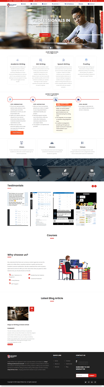 Adept Writers And Research Consult - Our Client's Website