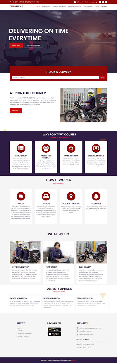PointOut Courier - Our Client's Website